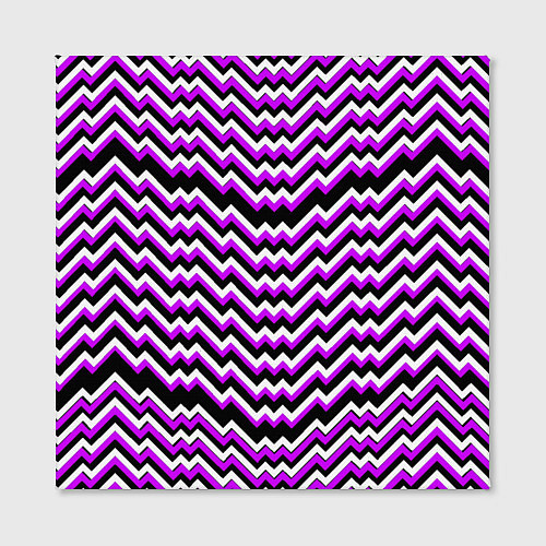 Картина квадратная Фиолетовые и белые ломаные линии / 3D-принт – фото 2