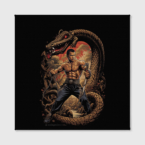 Картина квадратная Боец Муай-тай и огромный дракон / 3D-принт – фото 2