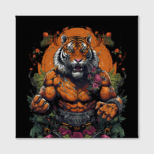 Картина квадратная Муай-Тай тигр в стойке боевые искусства / 3D-принт – фото 2