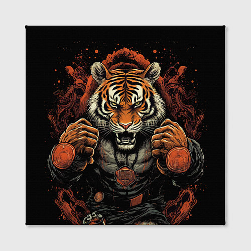 Картина квадратная Муай- Тай тигр в стойке боевые искусства / 3D-принт – фото 2