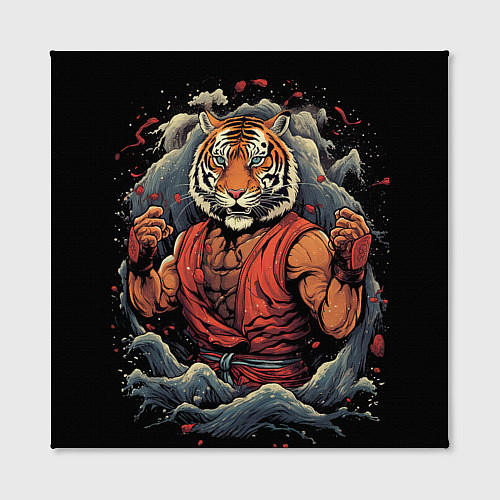Картина квадратная Тигр в стойке тайский бокс / 3D-принт – фото 2