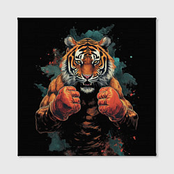 Холст квадратный Тигр в стойке тайский бокс, цвет: 3D-принт — фото 2