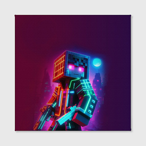 Картина квадратная Cyberpunk and Minecraft - collaboration ai art / 3D-принт – фото 2