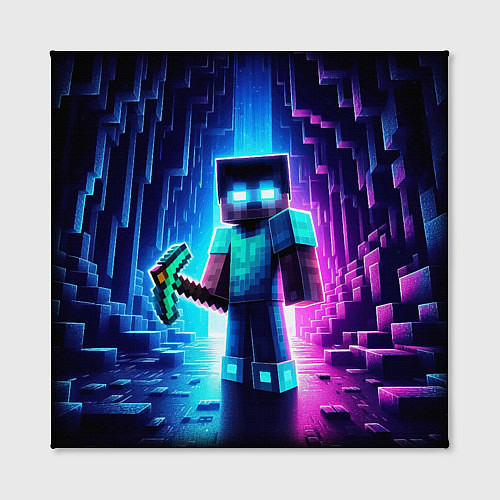 Картина квадратная Minecraft - neon character ai art / 3D-принт – фото 2