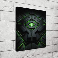 Холст квадратный Объемная абстрактная яркая зеленая фигура на черно, цвет: 3D-принт — фото 2