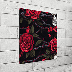 Холст квадратный Череп и красные розы, цвет: 3D-принт — фото 2