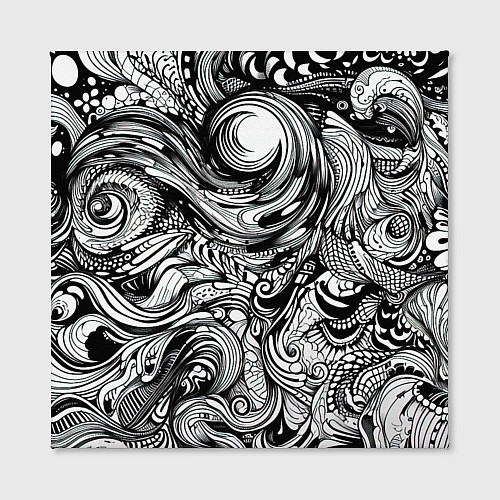 Картина квадратная Черные и белые абстрактные узоры / 3D-принт – фото 2