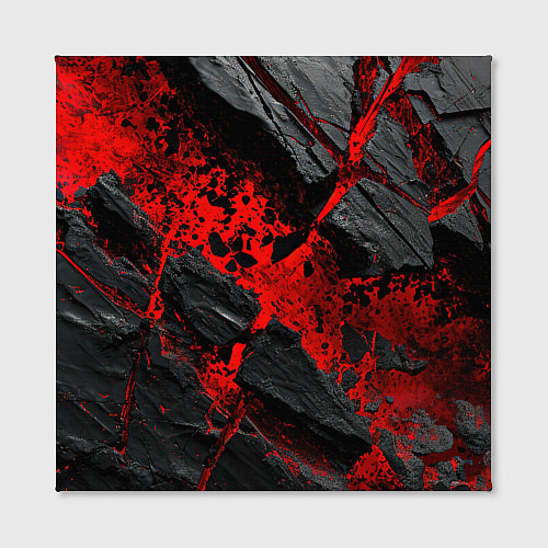 Картина квадратная Красные разломы черных камней / 3D-принт – фото 2