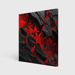 Холст квадратный Красные разломы черных камней, цвет: 3D-принт