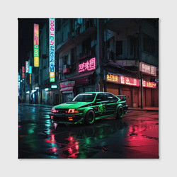 Холст квадратный Изумрудный автомобиль, цвет: 3D-принт — фото 2