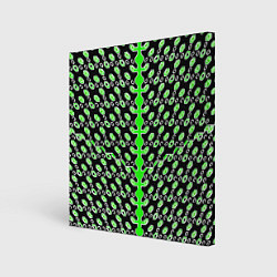 Холст квадратный Зелёные киберпанк ячейки на чёрном фоне, цвет: 3D-принт