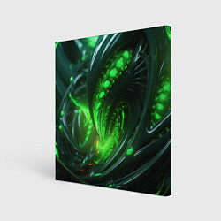 Холст квадратный Кислотная зеленая яркая неоновая абстракция, цвет: 3D-принт