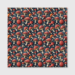 Холст квадратный Гриб красный мухомор паттерн, цвет: 3D-принт — фото 2