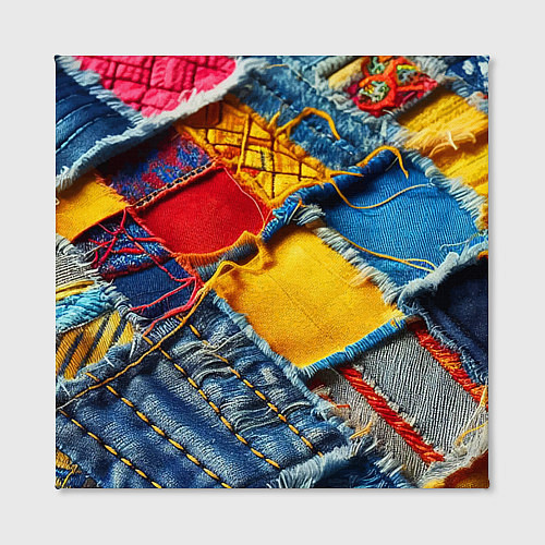 Картина квадратная Colorful denim patchwork - ai art / 3D-принт – фото 2