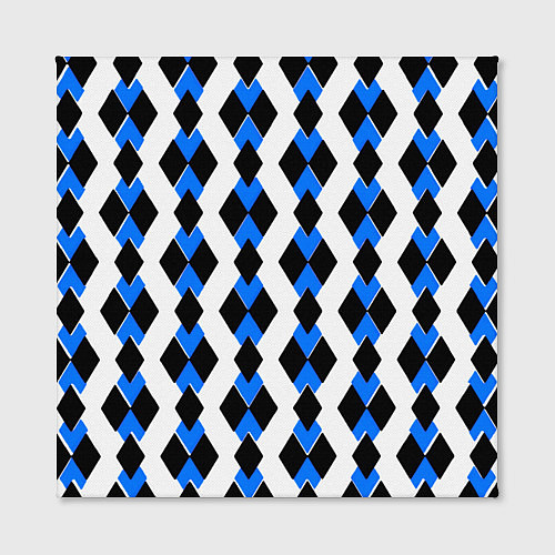 Картина квадратная Чёрные и синие ромбы на белом фоне / 3D-принт – фото 2