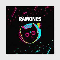 Холст квадратный Ramones - rock star cat, цвет: 3D-принт — фото 2