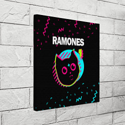 Холст квадратный Ramones - rock star cat, цвет: 3D-принт — фото 2