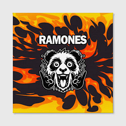 Холст квадратный Ramones рок панда и огонь, цвет: 3D-принт — фото 2