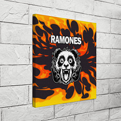 Холст квадратный Ramones рок панда и огонь, цвет: 3D-принт — фото 2
