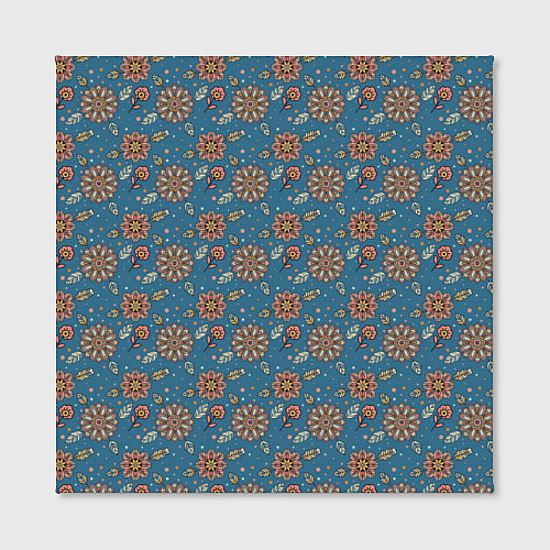Картина квадратная Цветочный узор в стиле бохо на синем / 3D-принт – фото 2