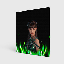 Холст квадратный Stellar Blade зеленое пламя, цвет: 3D-принт
