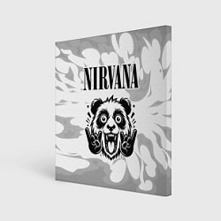 Холст квадратный Nirvana рок панда на светлом фоне, цвет: 3D-принт