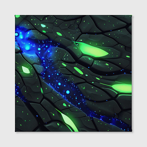 Картина квадратная Разлом плит с зеленым свечением / 3D-принт – фото 2