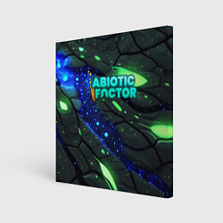 Холст квадратный Abiotic Factor logo bright neon, цвет: 3D-принт