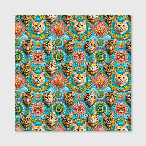 Картина квадратная Коты как элемент орнамента мандалы / 3D-принт – фото 2