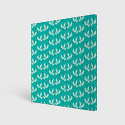 Холст квадратный Белые совы на бирюзовом фоне, цвет: 3D-принт