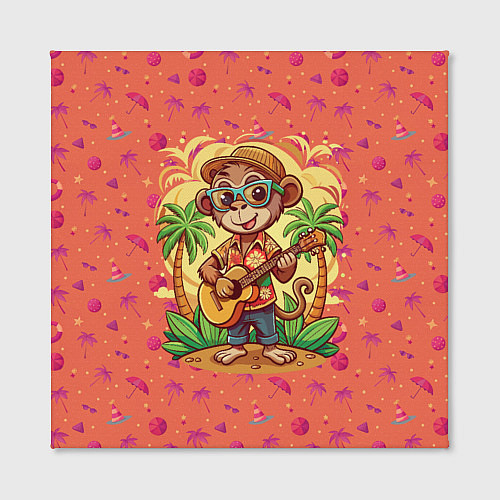 Картина квадратная Обезьянка с гитарой летний вайб / 3D-принт – фото 2