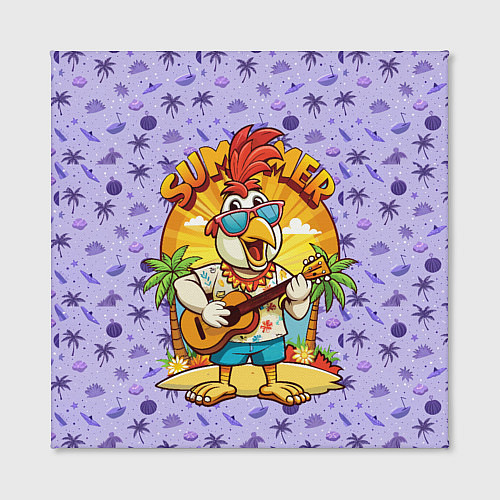 Картина квадратная Жаркое лето петух играет на гитаре / 3D-принт – фото 2