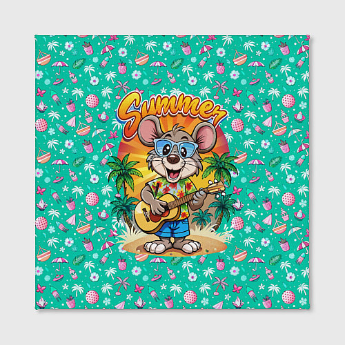 Картина квадратная Грызун играет на гитаре жарким летом / 3D-принт – фото 2