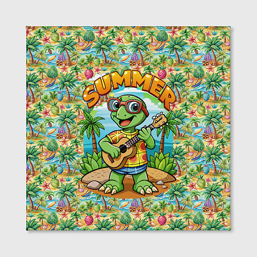 Картина квадратная Черепаха с гитарой на острове / 3D-принт – фото 2