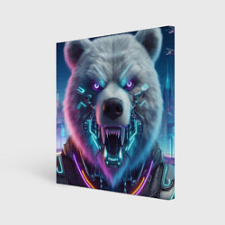 Картина квадратная Cyber bear - neon glow