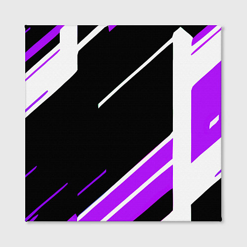 Картина квадратная Бело-фиолетовые полосы на чёрном фоне / 3D-принт – фото 2