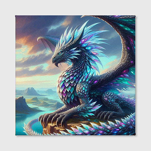 Картина квадратная Крылатый сказочный дракон - нейросеть / 3D-принт – фото 2