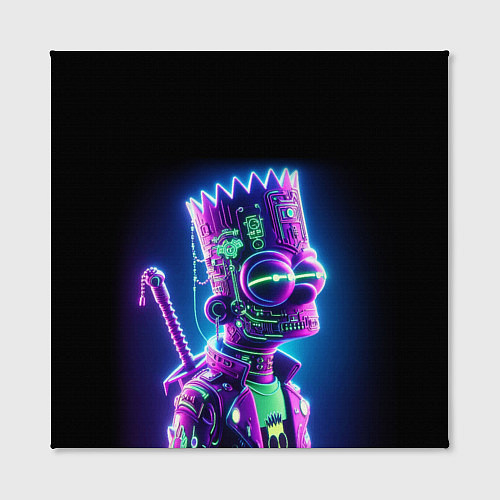 Картина квадратная Bart Simpson cyber ninja - neon glow / 3D-принт – фото 2