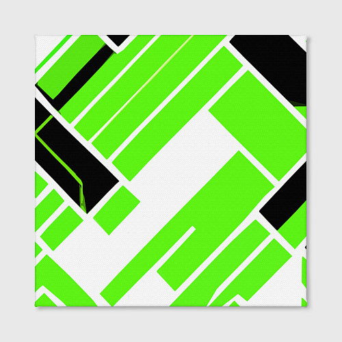 Картина квадратная Зелёные широкие линии на белом фоне / 3D-принт – фото 2