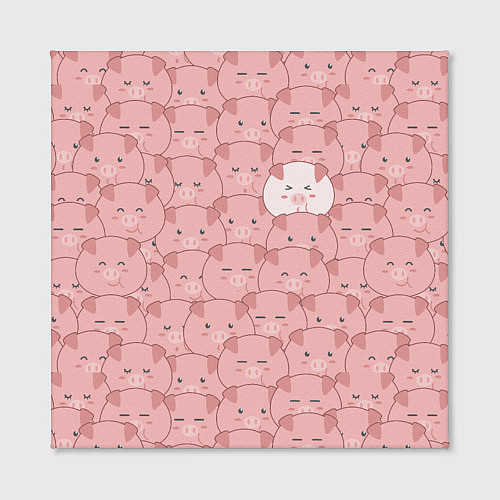 Картина квадратная Свинки паттерн / 3D-принт – фото 2