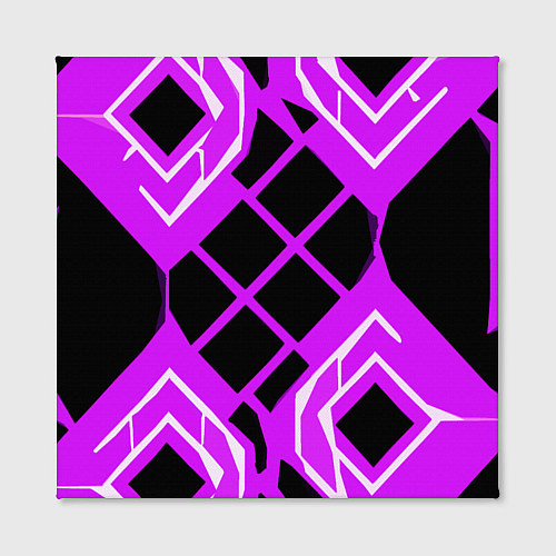 Картина квадратная Чёрные квадраты и белые полосы на фиолетовом фоне / 3D-принт – фото 2