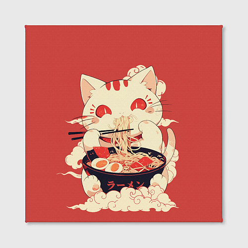 Картина квадратная Japanese cat eats ramen / 3D-принт – фото 2