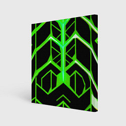 Холст квадратный Green lines on a black background, цвет: 3D-принт