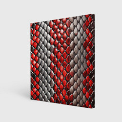 Холст квадратный Змеиная объемная текстурная красная шкура, цвет: 3D-принт