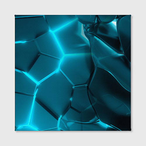 Картина квадратная Неоновые холодные голубые плиты в разломе / 3D-принт – фото 2