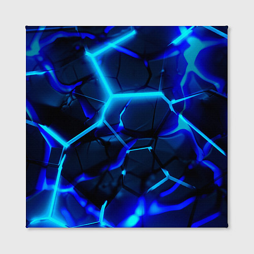 Картина квадратная Яркие голубые неоновые плиты в разломе / 3D-принт – фото 2