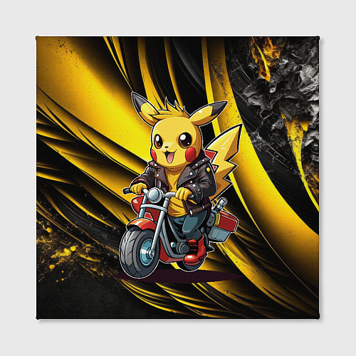 Картина квадратная Пикачу на красном мотоцикле / 3D-принт – фото 2