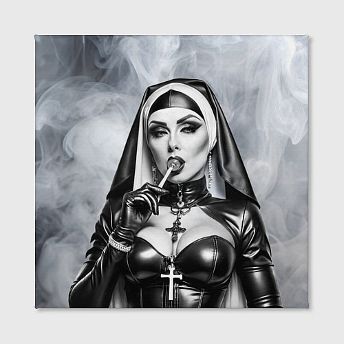 Картина квадратная Пошлая монахиня с чупа чупсом / 3D-принт – фото 2