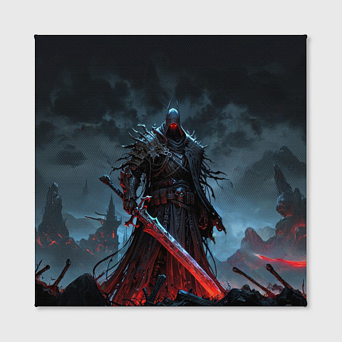 Картина квадратная Воин мрака с угольно-красными глазами / 3D-принт – фото 2