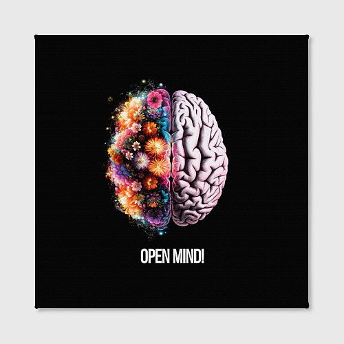 Картина квадратная Открой разум: мозг с цветами - Open mind / 3D-принт – фото 2